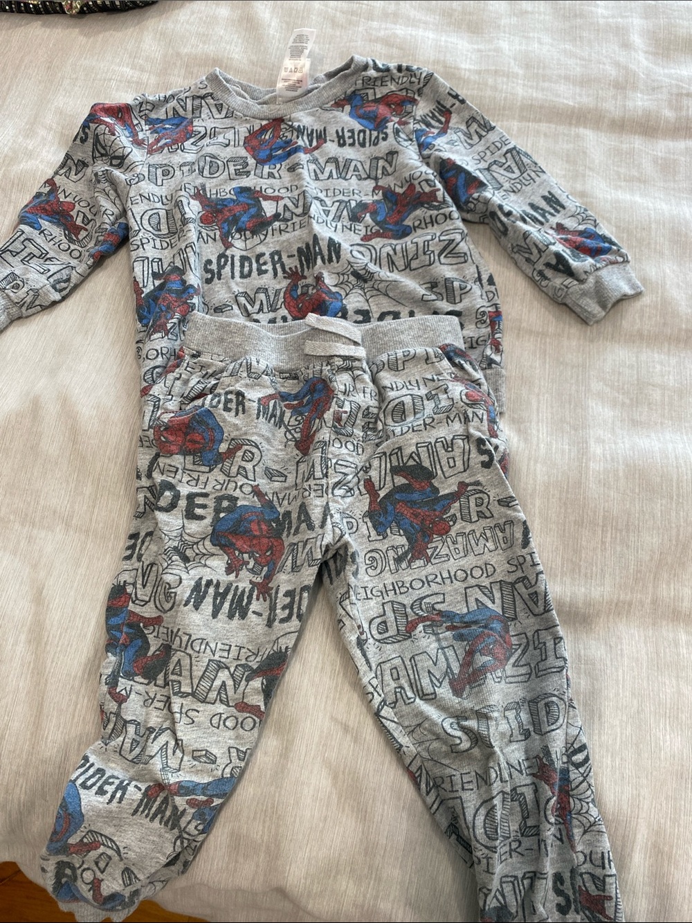 Marvel Gray Spider-Man Allover Print Kids matching sweatshirt and sweatpants